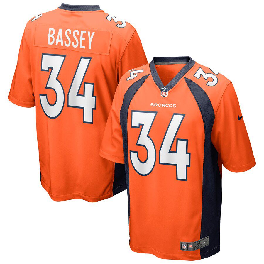 Men Denver Broncos #34 Essang Bassey Nike Orange Game NFL Jersey